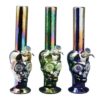 SKULL WATER PIPE by RETRO GLASS Retro 13" soft glass platinum metallic skull water pipe with diamond glow eyes.