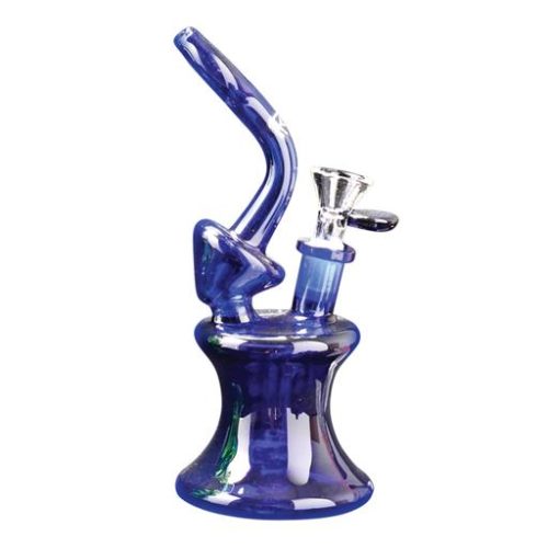 iRie's 7" Tall Blue Natty Bubbler features a built-in showerhead percolator and a removable glass-on-glass pull out. Made from 100% high-quality borosilicate glass.