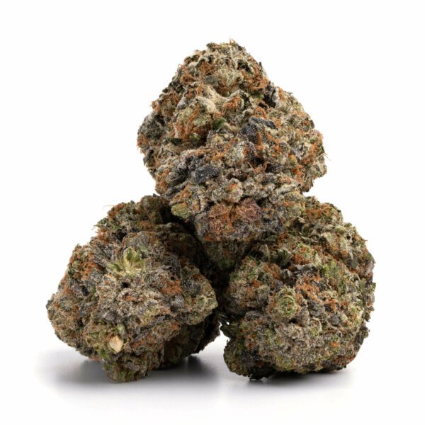 Darth Vader OG 1 Darth Vader OG cannabis buds with deep purple tones and resinous crystals