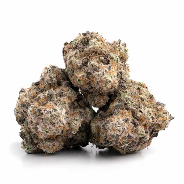 Mac Daddy 1 Mac Daddy cannabis buds with deep purple and green hues covered in trichomes